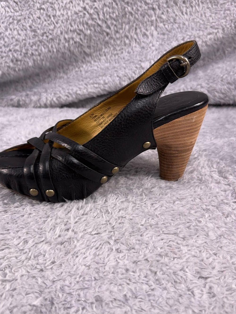 Frye Reese Multi Sling Back Black Leather Open-Toe Shoes Size 8.5 M